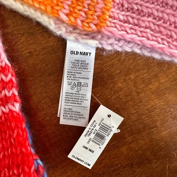 Old Navy Rainbow Striped Knit Scarf | Multicolor Cozy Winter Scarf | One Size - Picture 2 of 4